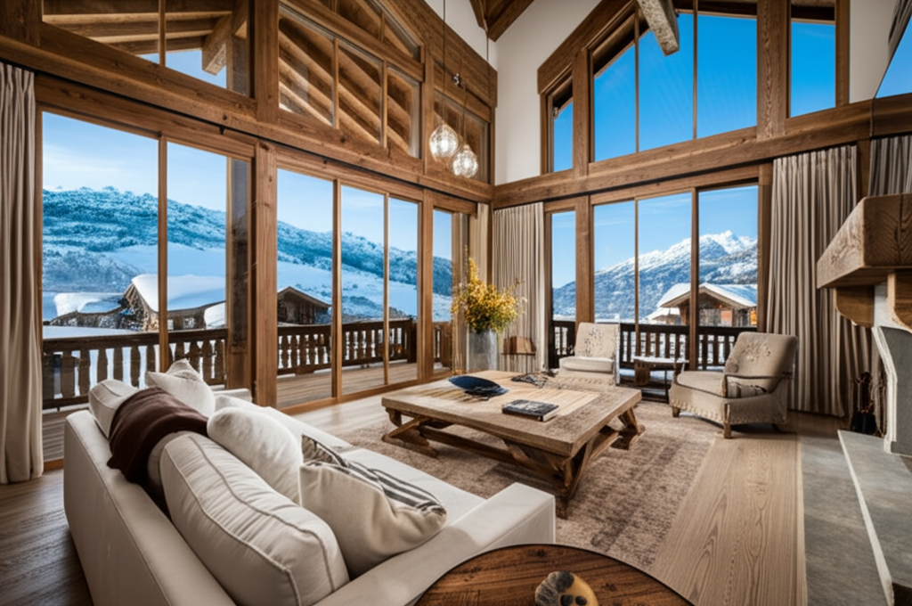 Wohnzimmer mit Panoramafenstern