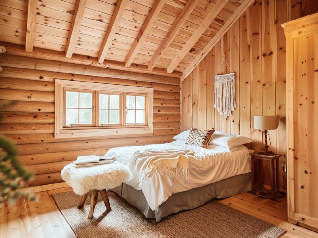 Gemütliches Schlafzimmer mit Holzdetails